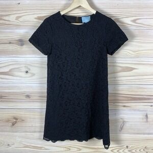 CeCe by Cynthia Steffe Dress 4 Black Lace Overlay A Line Scallops Y2K Glam Fairy